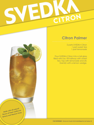 SVEDKA Citron Lemon Lime Flavored Vodka Perspective: top