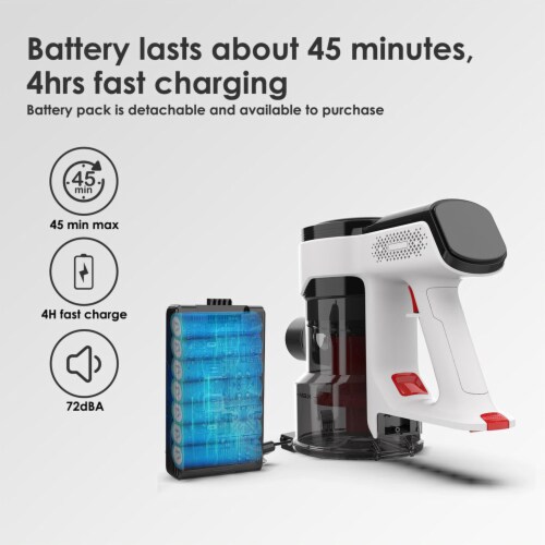 Evereze Cordless Vacuum Cleaner with 45 Minute Runtime and 1.1 Qt Large Dust Cup Perspective: top
