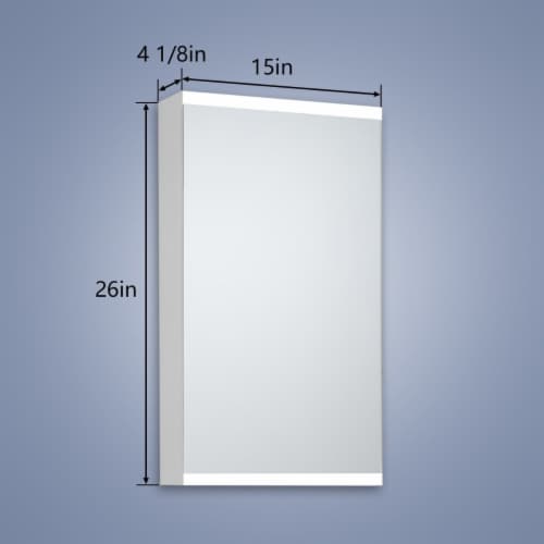 ExBrite 15 in. W x 26 in. H LED Bathroom Light Narrow Medicine Cabinet with Mirror Left Side Perspective: top
