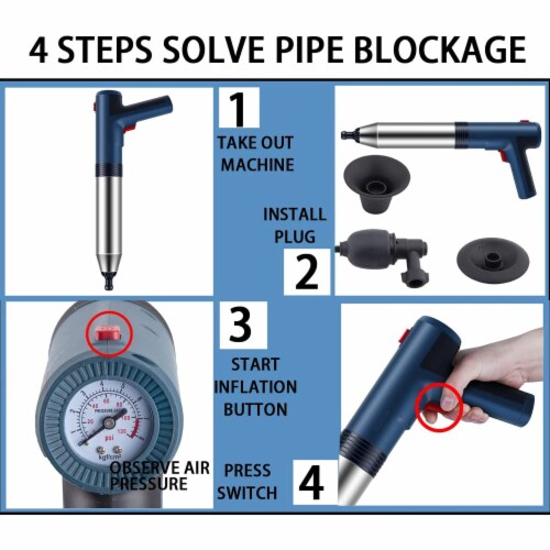 FEIYABDF Electric High Pressure Air Gun Plunger for Unclogging Pipes, Tool Only Perspective: top
