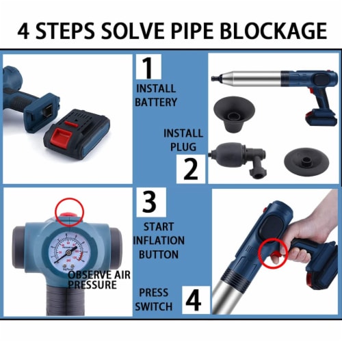 FEIYABDF Electric Rechargeable High Pressure Pipe Unclogging Air Gun Plunger Perspective: top