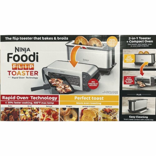 Ninja ST101 Foodi 2 in 1 Flip Toaster And Compact Toaster Oven