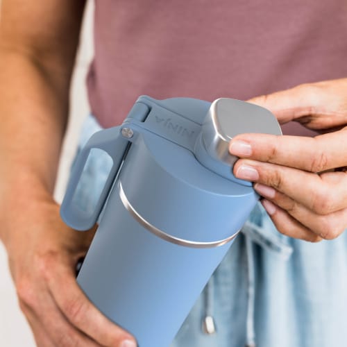 Ninja Thirsti Water Bottle - Blue Perspective: top