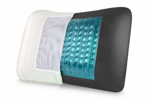 Dr. Pillow CHARCOALED MEMORY PILLOW WITH COOLING GEL LAYER, Blue Perspective: top