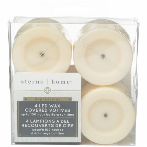 Inglow Flameless Wax Covered LED Votives – Cream Perspective: top