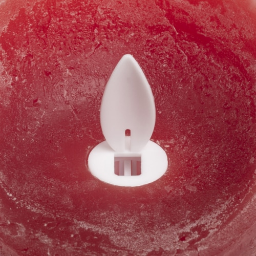 Sterno Home Expressions Flameless Wax Rustic Pillar Candle - Red Perspective: top