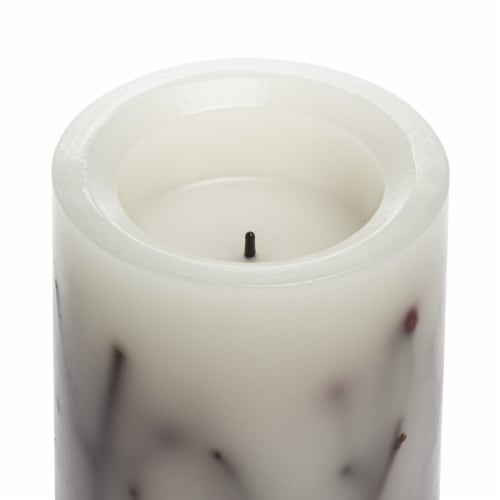 Sterno Home Red Berries and Twigs Flameless Pillar LED Wax Candle - Cream Perspective: top
