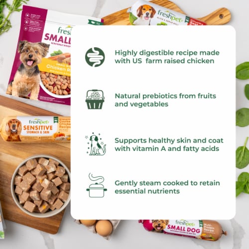 Freshpet Select Sensitive Stomach & Skin Steam Cooked Chicken Recipe Dog Food Perspective: top