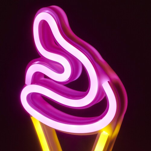 Amped  Co Pink Ice Cream Desk Light, Mini LED Neon Collection Perspective: top