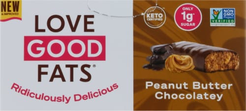 Love Good Fats Peanut Butter Chocolate Keto Protein Energy Bars Perspective: top