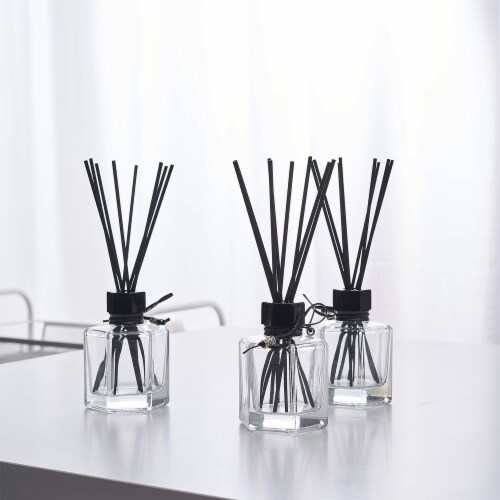EAST CREEK Aroma Diffuser Set: 3 4oz Glass Bottles & 24 Sticks Perspective: top