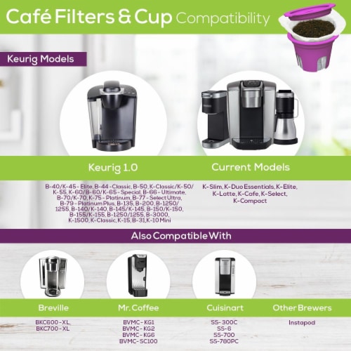 Cafe Filters & Cup Reusable K-Cup For Keurig and Select Other Single Serve Coffee Makers Perspective: top