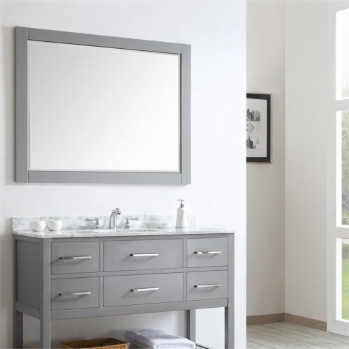Vinnova Florence 48 Bathroom Vanity Framed Wall Mirror in Gray Perspective: top