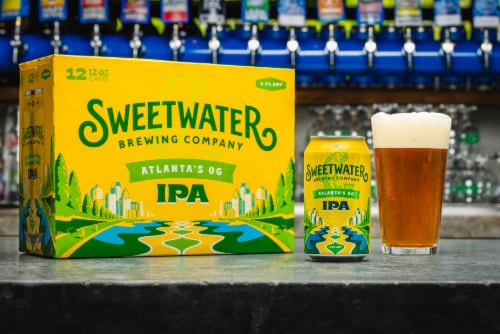 SweetWater Brewing Company IPA Cans Perspective: top