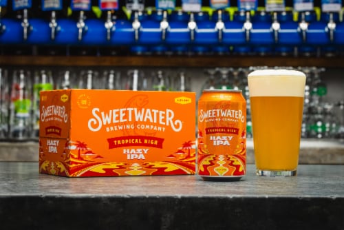 SweetWater Brewing Company H.A.Z.Y. IPA 6 Pack 12oz Cans Perspective: top