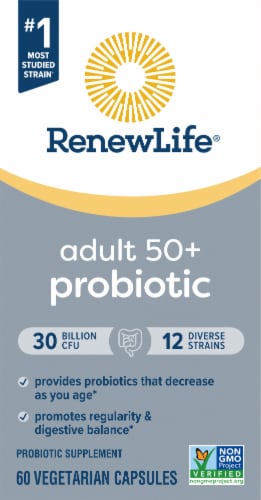 Renew Life Probiotic Adult 50 Plus Daily Supplement Capsules Perspective: top