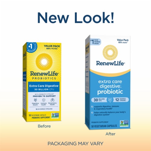 Renew Life® Extra Care Digestive™ Probiotic Capsules Value Pack Perspective: top