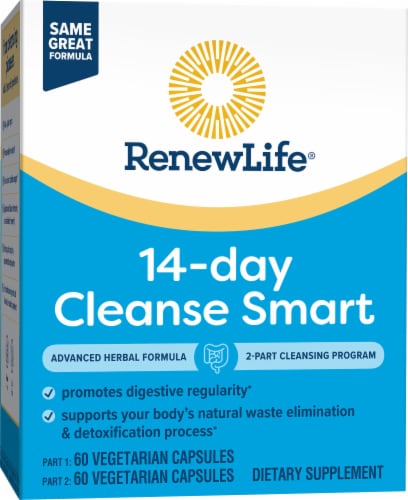 Renew Life Cleanse Smart Advanced Total Body Program Capsules 2-Part Detox Cleanse Perspective: top