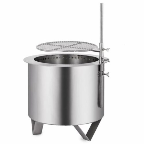 Double Fire Pit Patio Burner Bbq Grill Round Wood-Burning Flame Camping Site Perspective: top