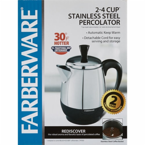 Farberware 4 Cup Stainless Steel Coffee Percolator FCP240, 1 - Baker's