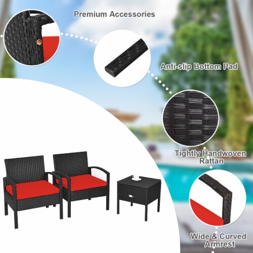 Slickblue 3-Piece Rattan Wicker Sofa Set for Patio with Removable Cushions Perspective: top