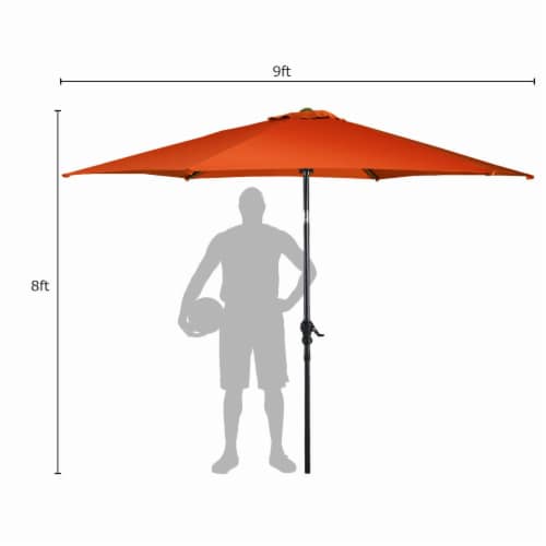 Slickblue - 9 ft Outdoor Market Patio Table Umbrella Push Button Tilt Crank Lift Perspective: top