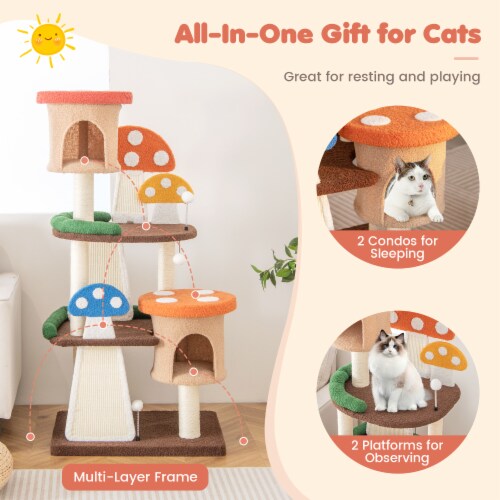 Slickblue 4-In-1 Cat Tree with 2 Condos and Platforms for Indoors Perspective: top