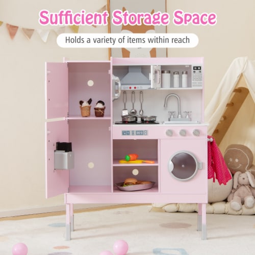 Slickblue Pretend Play Kitchen for Kids with 16 Pieces Accessories Perspective: top