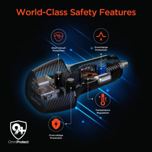 Hypergear 15620 SpeedBoost 45W PD Dual Output Car Charger Perspective: top