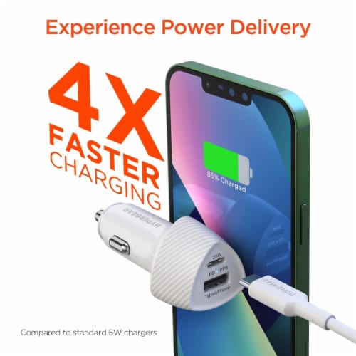 Hypergear 15623 SpeedBoost 25W PD USB-C Car Kit - White Perspective: top