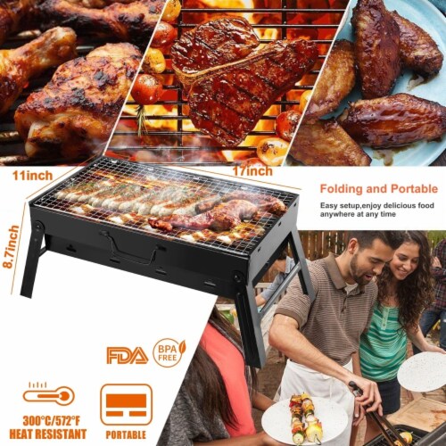 Portable BBQ Grill Foldable Charcoal Grill Lightweight Smoker Grill Perspective: top