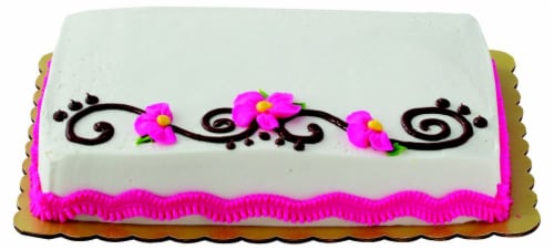 Flower and Scroll Chocolate Cake with Buttercream Icing Perspective: top