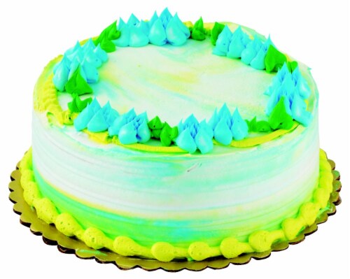 Double Layer Watercolor White Cake with Whipped Icing Perspective: top