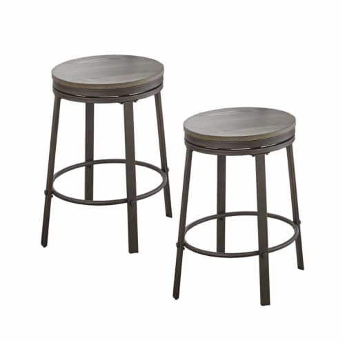 Steve Silver Portland 24 Metal Swivel Counter Stool in Gray set