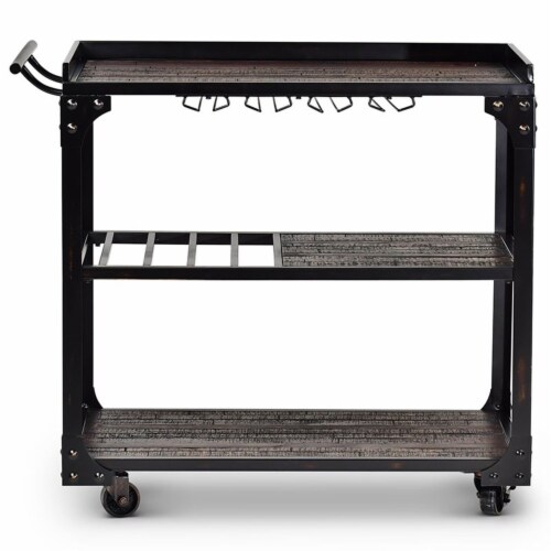 Sherlock Bar Cart in Tobacco Brown and Black Frame Perspective: top