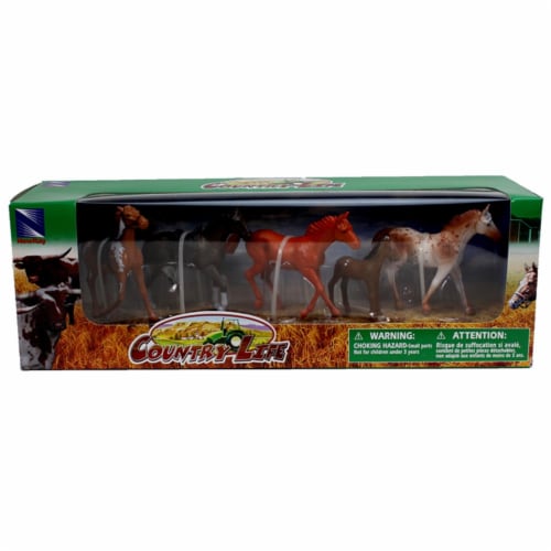 Country Life Farm Animal Set, Five Horses With/Without Saddles (05593F) Perspective: top