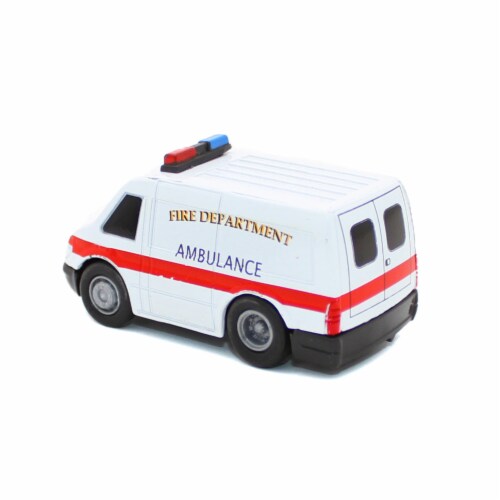 NewRay Die-Cast Mini Pull Back Rescue Vehicle Ambulance Perspective: top