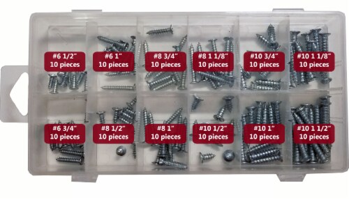 Screw Assortment Kit Box, Screwdriver Tool Needed, Variety of Sizes, 120 Pieces Perspective: top