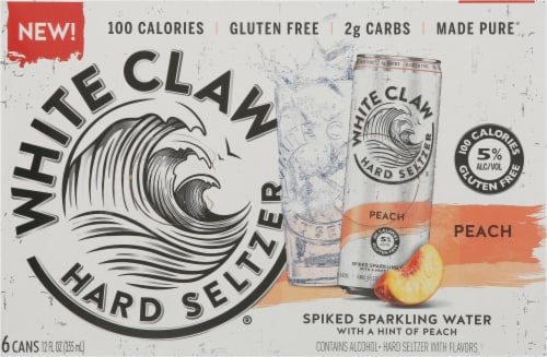 White Claw Hard Seltzer Peach, 6 cans / 12 fl oz - Harris Teeter