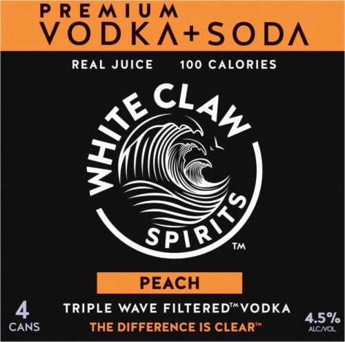 White Claw Peach Vodka Soda Ready to Drink Cocktail Perspective: top