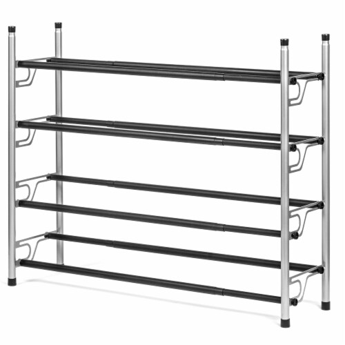 Ustech 3-Tier Slide-N-Adjust Multi-Position Metal Non-Slip Shoe Rack Perspective: top