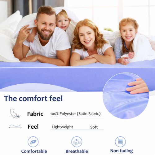 uxcell Satin Fitted Sheet with 12 Deep Pocket Mattress Protector Perspective: top