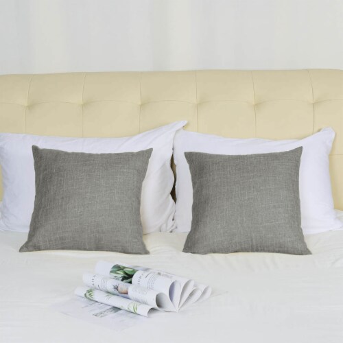 uxcell 2pcs Decorative Cotton Linen Square Throw Pillow Cover Cases for Couch Bed Gray Perspective: top