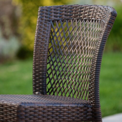 Dana Point Outdoor Patio Furniture Brown Wicker Chairs (Set of 2) Perspective: top