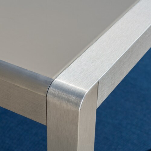 Coral Coral Outdoor Aluminum Dining Table with Tempered Glass Table Top Perspective: top