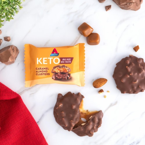 Atkins Caramel Almond Clusters - Low Sugar Keto Candy Perspective: top