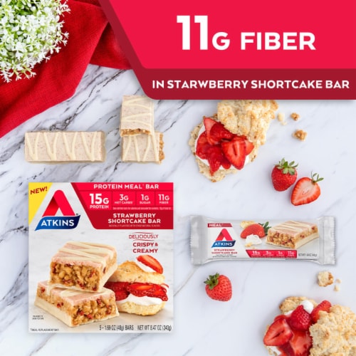 Atkins Strawberry Shortcake Meal Protein Bar Perspective: top