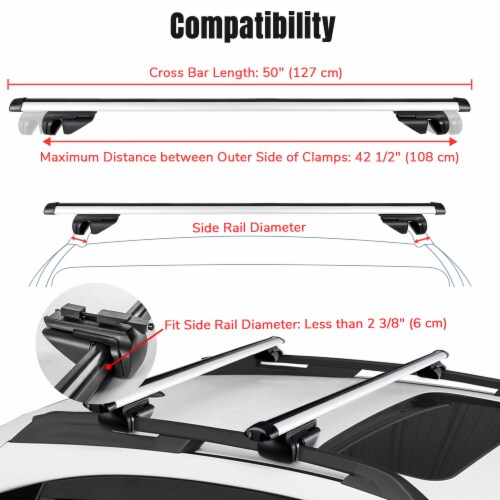 Universal Roof Rack Car Luggage Cross Bar Aluminum with Bars 50 X 38  Basket