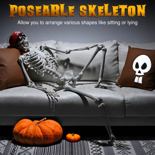 5.4ft Full Body Skeleton Props w/ Movable Joints for Halloween Party Decoration Perspective: top