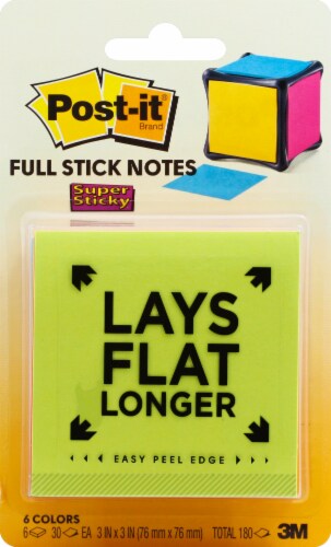 Post-it® Super Sticky Full Adhesive Notes - 6 Pack- Assorted Perspective: top